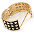 Chunky Black Enamel Spiked Hinged Bangle In Gold Plating - 19cm Length - view 4