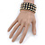 Chunky Black Enamel Spiked Hinged Bangle In Gold Plating - 19cm Length - view 3