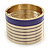 Wide Purple/ White Enamel Stripy Hinged Bangle In Gold Plating - 19cm L