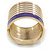 Wide Purple/ White Enamel Stripy Hinged Bangle In Gold Plating - 19cm L - view 6