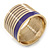 Wide Purple/ White Enamel Stripy Hinged Bangle In Gold Plating - 19cm L - view 10