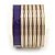 Wide Purple/ White Enamel Stripy Hinged Bangle In Gold Plating - 19cm L - view 7