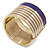 Wide Purple/ White Enamel Stripy Hinged Bangle In Gold Plating - 19cm L - view 2