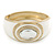 White Enamel Crystal Hinged Bangle Bracelet In Gold Plating - 18cm L