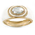 White Enamel Crystal Hinged Bangle Bracelet In Gold Plating - 18cm L - view 8