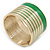 Wide Grass Green/ White Enamel Stripy Hinged Bangle In Gold Plating - 19cm L - view 9
