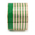 Wide Grass Green/ White Enamel Stripy Hinged Bangle In Gold Plating - 19cm L - view 6