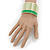 Wide Grass Green/ White Enamel Stripy Hinged Bangle In Gold Plating - 19cm L - view 2