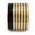 Wide Black/ White Enamel Stripy Hinged Bangle In Gold Plating - 19cm L - view 9