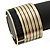 Wide Black/ White Enamel Stripy Hinged Bangle In Gold Plating - 19cm L - view 3