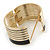 Wide Black/ White Enamel Stripy Hinged Bangle In Gold Plating - 19cm L - view 4