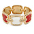 Cream/ Red Enamel Square, Crystal Hinged Bangle Bracelet In Gold Tone - 19cm L - view 8