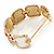 Cream/ Red Enamel Square, Crystal Hinged Bangle Bracelet In Gold Tone - 19cm L - view 3
