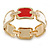 Cream/ Red Enamel Square, Crystal Hinged Bangle Bracelet In Gold Tone - 19cm L - view 7