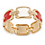 Cream/ Red Enamel Square, Crystal Hinged Bangle Bracelet In Gold Tone - 19cm L - view 5