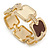 Cream/ Brown Enamel Square, Crystal Hinged Bangle Bracelet In Gold Tone - 19cm L - view 3