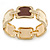 Cream/ Brown Enamel Square, Crystal Hinged Bangle Bracelet In Gold Tone - 19cm L - view 7