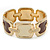 Cream/ Brown Enamel Square, Crystal Hinged Bangle Bracelet In Gold Tone - 19cm L - view 8
