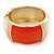 Chunky Cream/ Orange Enamel Hinged Bangle Bracelet In Gold Tone - 19cm L - view 7