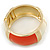 Chunky Cream/ Orange Enamel Hinged Bangle Bracelet In Gold Tone - 19cm L - view 8
