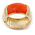 Chunky Cream/ Orange Enamel Hinged Bangle Bracelet In Gold Tone - 19cm L - view 5
