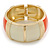Chunky Cream/ Orange Enamel Hinged Bangle Bracelet In Gold Tone - 19cm L - view 4