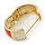Chunky Cream/ Orange Enamel Hinged Bangle Bracelet In Gold Tone - 19cm L - view 3