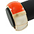 Chunky Cream/ Orange Enamel Hinged Bangle Bracelet In Gold Tone - 19cm L - view 6