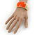 Chunky Cream/ Orange Enamel Hinged Bangle Bracelet In Gold Tone - 19cm L - view 2
