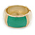 Chunky Cream/ Green Enamel Hinged Bangle Bracelet In Gold Tone - 19cm L - view 7