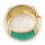 Chunky Cream/ Green Enamel Hinged Bangle Bracelet In Gold Tone - 19cm L - view 8