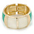 Chunky Cream/ Green Enamel Hinged Bangle Bracelet In Gold Tone - 19cm L - view 5