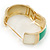 Chunky Cream/ Green Enamel Hinged Bangle Bracelet In Gold Tone - 19cm L - view 3