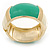 Chunky Cream/ Green Enamel Hinged Bangle Bracelet In Gold Tone - 19cm L - view 6