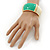 Chunky Cream/ Green Enamel Hinged Bangle Bracelet In Gold Tone - 19cm L - view 2