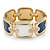 Navy Blue/ White Enamel Square, Crystal Hinged Bangle Bracelet In Gold Tone - 19cm L - view 5