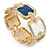 Navy Blue/ White Enamel Square, Crystal Hinged Bangle Bracelet In Gold Tone - 19cm L - view 8