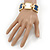 Navy Blue/ White Enamel Square, Crystal Hinged Bangle Bracelet In Gold Tone - 19cm L - view 2