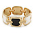 Black/ White Enamel Square, Crystal Hinged Bangle Bracelet In Gold Tone - 19cm L - view 6