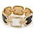 Black/ White Enamel Square, Crystal Hinged Bangle Bracelet In Gold Tone - 19cm L - view 3