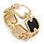 Black/ White Enamel Square, Crystal Hinged Bangle Bracelet In Gold Tone - 19cm L - view 7
