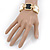 Black/ White Enamel Square, Crystal Hinged Bangle Bracelet In Gold Tone - 19cm L - view 2