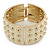 Chunky Milky White Enamel Spiked Hinged Bangle In Gold Plating - 19cm L - view 6
