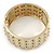 Chunky Milky White Enamel Spiked Hinged Bangle In Gold Plating - 19cm L - view 8