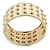 Chunky Milky White Enamel Spiked Hinged Bangle In Gold Plating - 19cm L - view 5