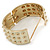 Chunky Milky White Enamel Spiked Hinged Bangle In Gold Plating - 19cm L - view 4