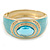Aqua Blue Enamel Crystal Hinged Bangle Bracelet In Gold Plating - 18cm L - view 7