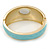 Aqua Blue Enamel Crystal Hinged Bangle Bracelet In Gold Plating - 18cm L - view 6