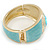 Aqua Blue Enamel Crystal Hinged Bangle Bracelet In Gold Plating - 18cm L - view 4