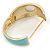 Aqua Blue Enamel Crystal Hinged Bangle Bracelet In Gold Plating - 18cm L - view 3